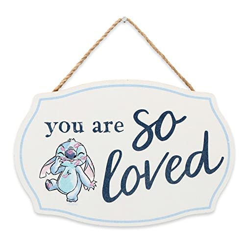 Disney Lilo and Stitch You Are So Loved Hanging Wood Wall Decor | Adorable Stitch Sign for Bedroom or Nursery