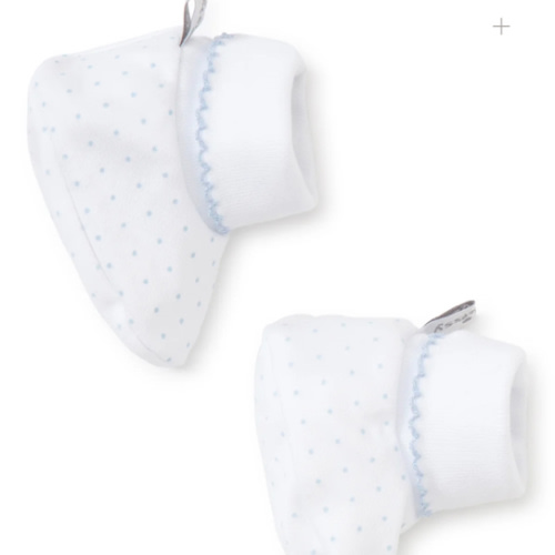 White/Blue New Kissy Dots Print Booties