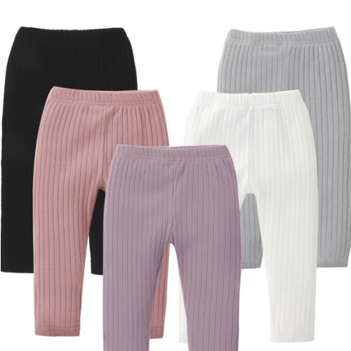 DREAM BUS 5 Pack Toddler Girl Pants Baby Girl Solid Ribbed Pants Toddler Girls Bottoms Leggings Newborn Cotton Jogger