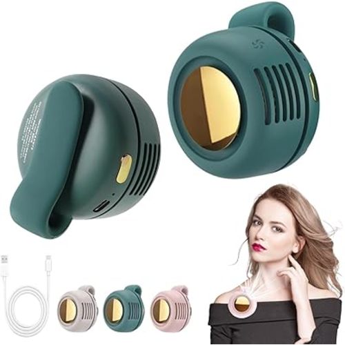 Portable Silent Mini Bladeless Electric Fan, Mini Whirlwind Fan for Waist Clip Fan, 3 Speeds Hands-Free Neck Fan,Suitable for Outdoor & Travel & Office, Travel Accessories, Gift (Green)