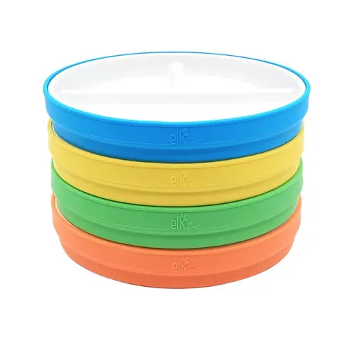 6.7"/16cm Porcelain White Divided Plates with Silicone Sleeves