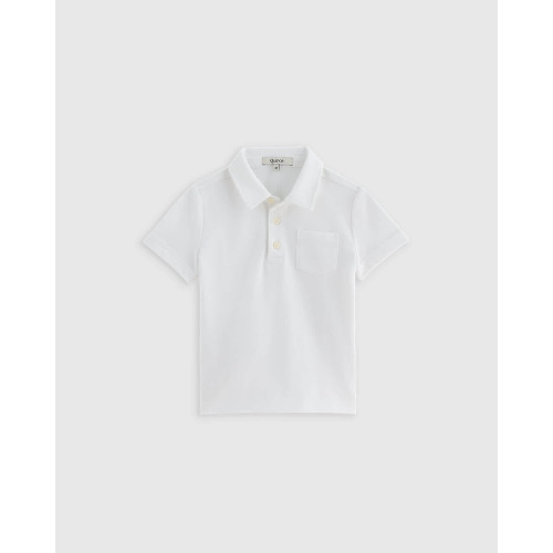 Organic Cotton Short Sleeve Pique Polo  in White