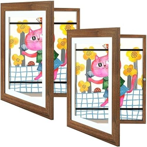 2 Pack 10x12.5 Front-Opening Kids Artwork Frames Changeable (Ecru)