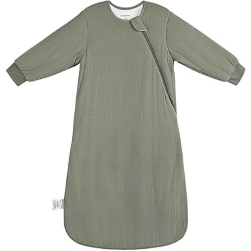 BubblePanda Rayon Made from Bamboo Sleep Sack 0-6 Months Long Sleeve Newborn Sleep Sack 0-3 Months 1.5 Tog Winter Baby Wearable Blanket With 2-Way Zipper Unisex Sleeping Bag for Babies