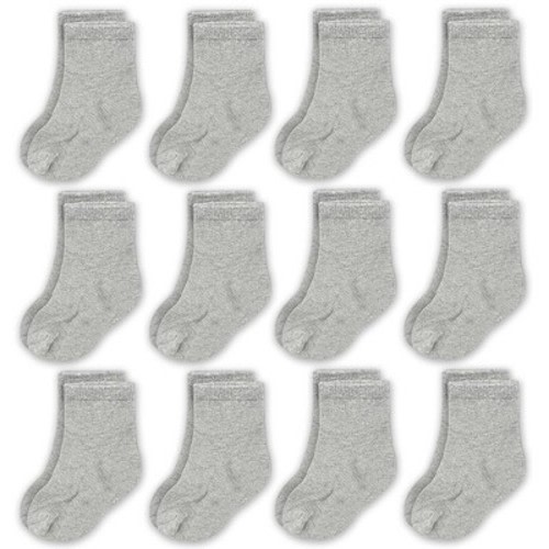 Cozyway Crew Cotton Baby Socks - 12 Pack Stretch Newborn Socks, Baby Socks 0-6 Months, Infant Socks, Gray, 0-6 Months, Unisex