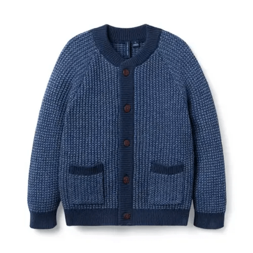 Boy Merchant Marine Heather Textured Knit Bomber Cardigan by Janie and Jack