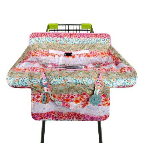 Shopping Cart Cover for Baby 2-in-1 High Chair Cover with Safety Harness Multifunctional Grey Pattern Cart Covers for Babies Soft Padded Grocery Cart Cover for Baby Boy Girl