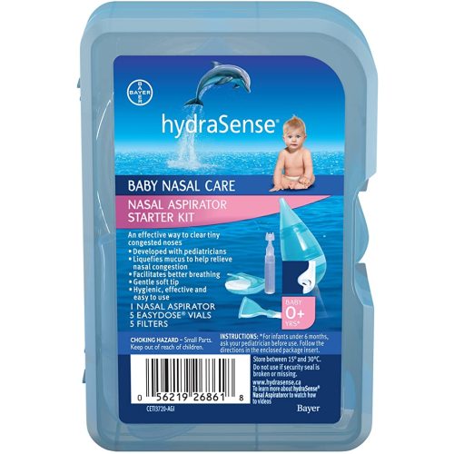 hydraSense Baby Nasal Aspirator, Baby Nasal Care, Gently Relieves Congestion in Babies, Non-medicated, With 100% Natural Source Seawater, Preservative-Free, 1 Kit
