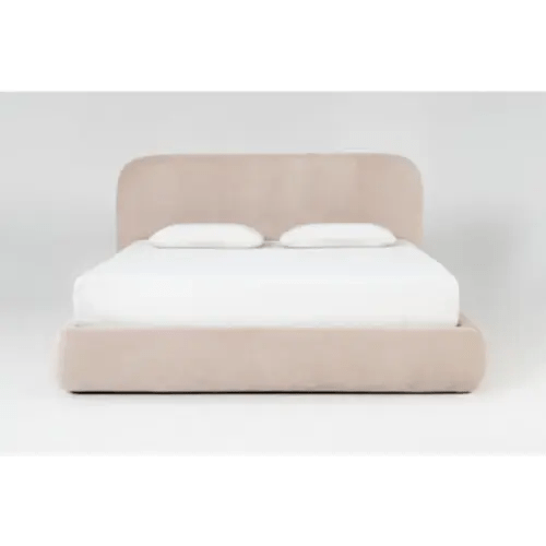Aurora II Cloud Corduroy Queen Upholstered Platform Bed With Storage