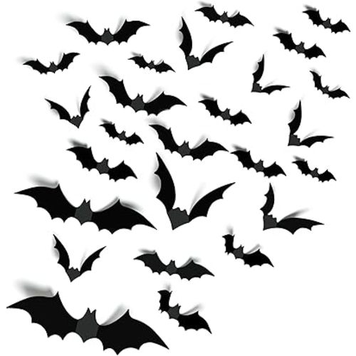 140Pcs 3D Bats Halloween Decorations Realistic PVC Wall Decor