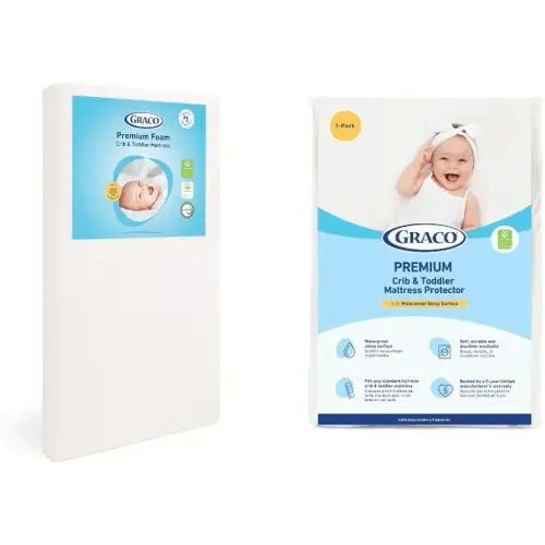 Graco Premium Crib Mattress & Protector Value Bundle (1-Pack) – Includes GREENGUARD Gold Certified Crib & Toddler Mattress, GREENGUARD Gold Certified Waterproof Protector