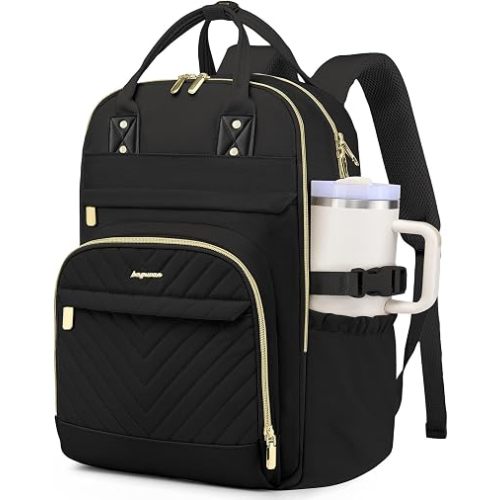 Laptop Backpack Women College Bookbag: 15.6'' Bag with Giant Tumbler Pocket