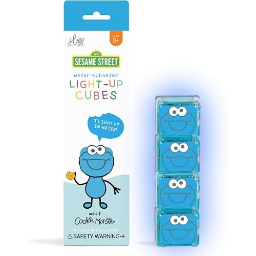 Glo Pals Sesame Street Water-Activated Light-Up Cubes Cookie Monster 4 Pack