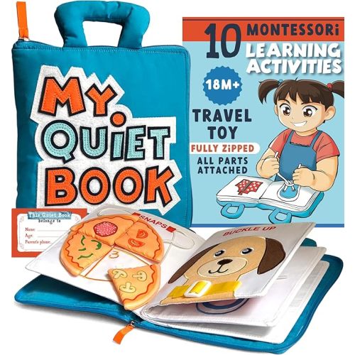My Quiet Book - Toddler Travel Car Plane Airplane - All Parts Attached - Activity Montessori Board Book, Travel Toys for Toddlers 1-3, Gifts for 1 2 3 4 Year Old Girl, Birthday Gifts Toys Age 2-4