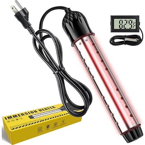 Portable Water Heater, 2000W Immersion Pool Heater, Bucket Electric Water Heater, New Upgraded Magnesium Oxide Heat Pipes, Fast Heating, with Digital Thermometer, Suitable for Bathtubs and Small Pools