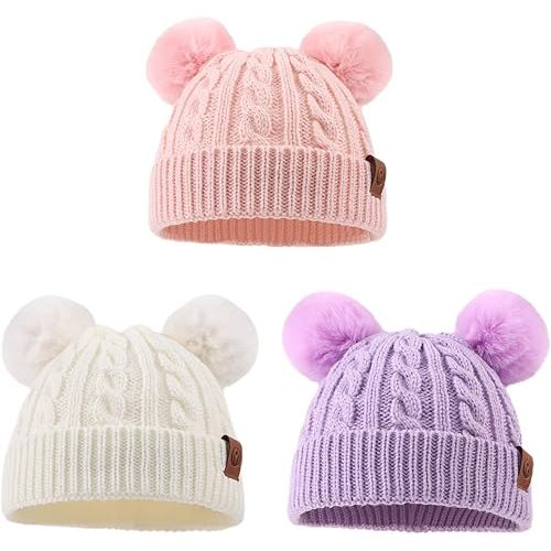 PESAAT Warm Toddler Girl Beanie Knit Winter Hats for Kids Twist Baby Boys Girls Hat 1-4 Years