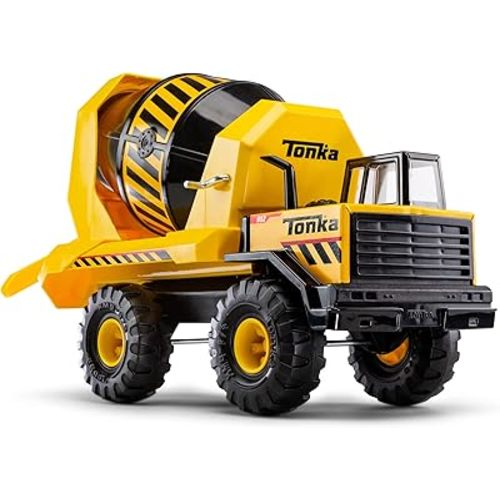 Tonka Steel Classics Mighty Cement Mixer - Made with Steel & Sturdy Plastic, Yellow Toy Construction Truck, Boys and Girls, Kids, Toddlers, Ages 3+