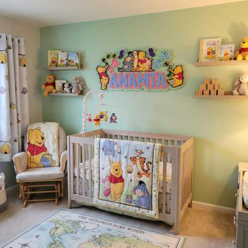 Custom Bear Name Sign, Pooh, Nursery Decor, Wooden Wall Art, Baby Gift,  Acrylic Sign, Baby Name, Custom Made