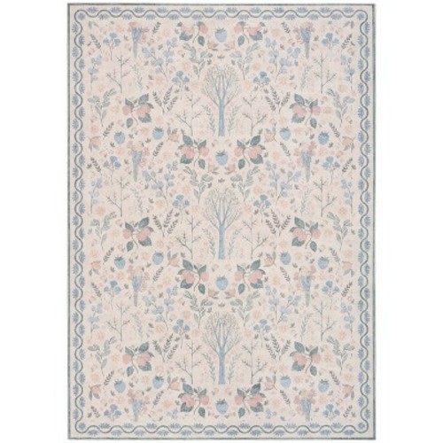 Nourison Botanical Washables 5' x 7' Ivory Multicolor Modern Indoor Flatweave Rug