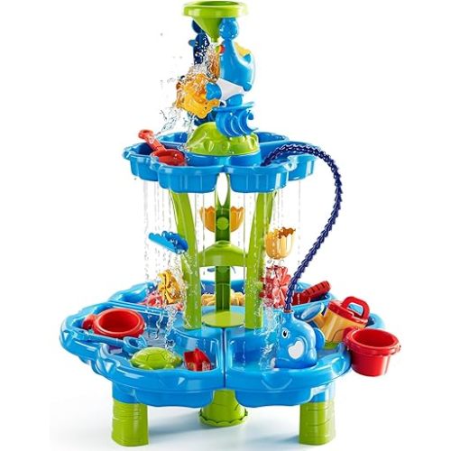 Auto Water Table for Toddlers 3-5, Kids Sand Water Table, Water and Sand Activity Sensory Table Summer Beach Outside Toys Backyard for Kids Toddlers Age 3 4 5 6 7 8