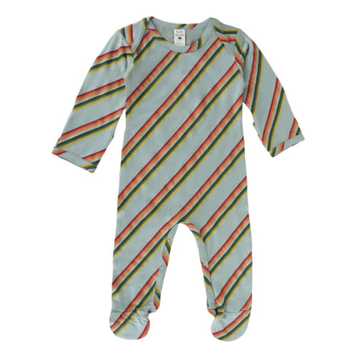 long sleeve lap neck footie | 70s ranch stripe | bamboo