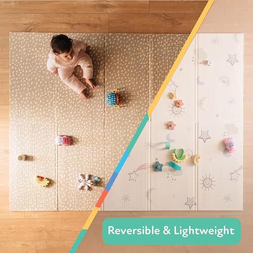 Nuby Reversible Baby Floor Mat - Foldable and Lightweight Baby Play Mat for Floor - Easy Storage and Travel - Stars and Sky
