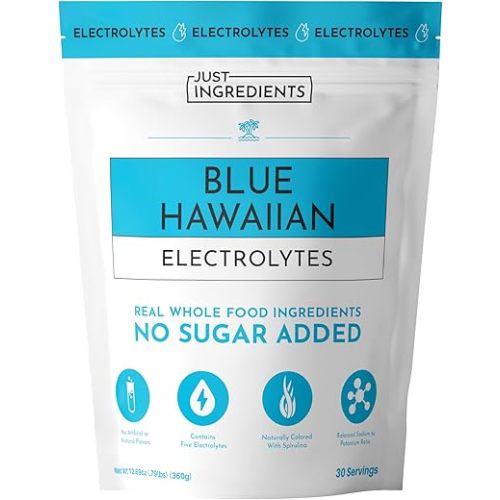 Blue Hawaiian Electrolytes Drink Mix | 30 Servings | Organic Coconut Water, Blue Spirulina & 5 Key Electrolytes | Supports Hydration, Electrolyte Balance & Muscle Recovery* | No Sugar Added