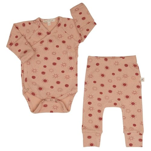 0-3 months, Coral Pink Kimono Onesie Set - Lucky Wang nyc