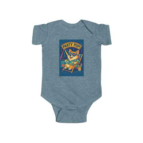 Fat Corgi Party Pup Infant Bodysuit, Cute Baby Outfit, Dog Lover Gift, Funny Baby Clothes, Pet Party Outfit, Baby Shower Gift