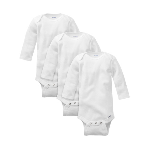 Gerber Baby Boy, Baby Girl, & Unisex Long Sleeve White Onesies Bodysuits, 3-Pack, Sizes Preemie-24M