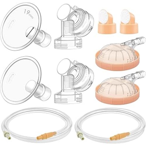 Maymom Pump Parts Compatible with Medela Symphony, 19mm Flange (Detachable Shield and Connector) Not Original Medela Symphony Replacement Pump Parts Tube Cap Membrane Valve
