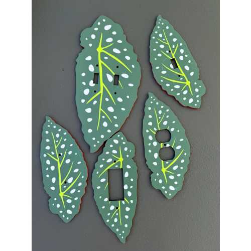 Polka Dot Begonia Leaf Switch, Toogle or Outlet Overlay Plate Cover, Plant Decor, Home Decor