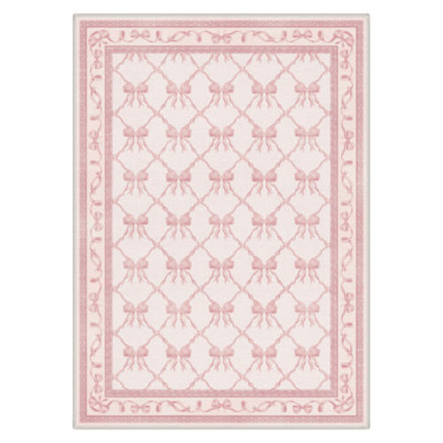 Bungalow Rose Allenvale Coquette Pink Bow Trellis Machine Washable Non-slip kids Area Rug Room | Wayfair