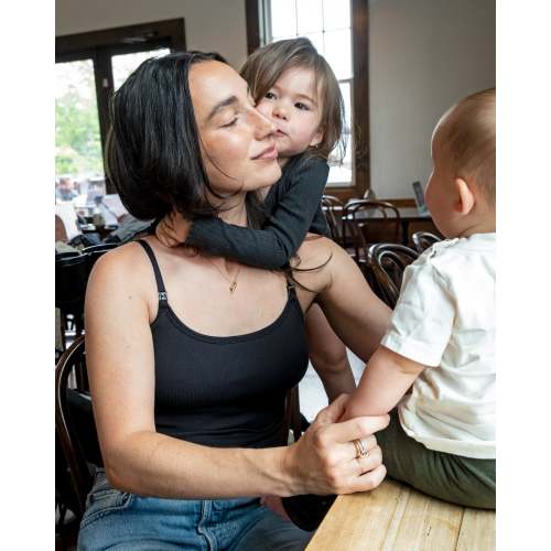 Soft Ribbed Nursing Tank - Black