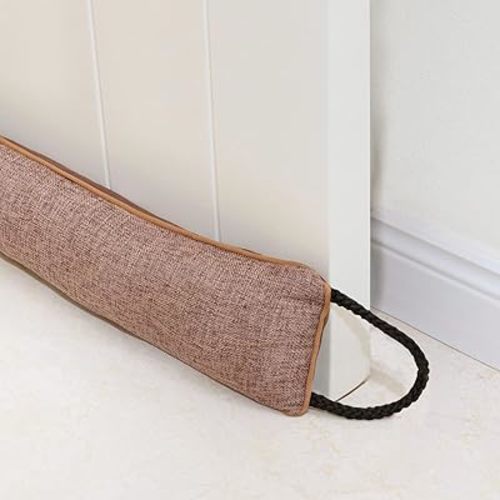 Marwood Under Door Draft Stopper 30 inch Wind Stopper for Door & Window, Weighted French Air Draft Stopper Front Door Snake Noise Blocker for Bottom of Door with Hanging Loops - Brown