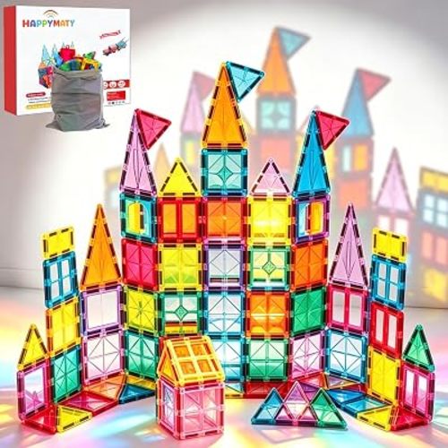 Antibacterial Magnetic Tiles, 64PCS 3D STEM Building Blocks Set