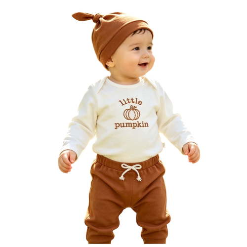 Ulanda Newborn Baby Boy Halloween Outfit Cutest Pumpkin In The Patch Romper Long Pants Hat 3Pcs Fall Outfit 0-18M (White, 3-6 Months)