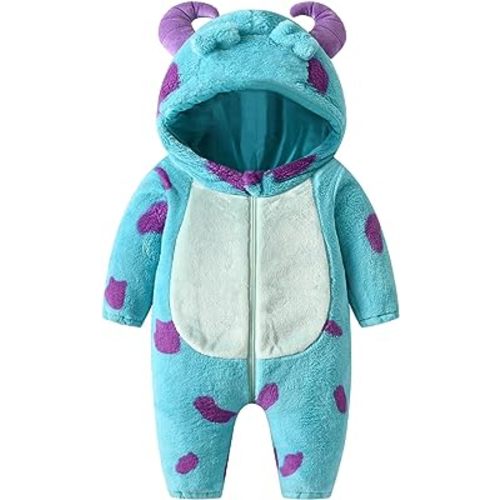 Toddler Halloween Costume Baby Boy Girl Monsters Animal Costume Fuzzy Hooded Romper Onesie Cosplay Jumpsuit
