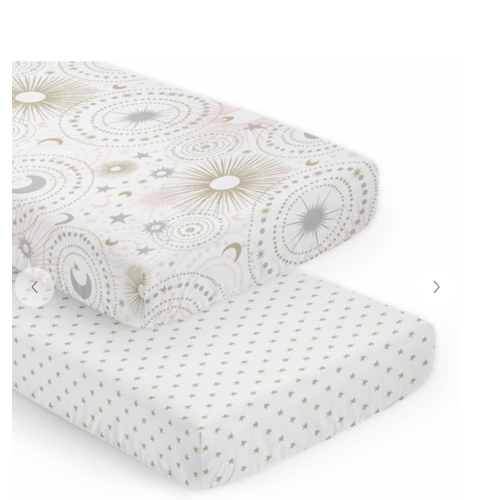 Celestial Pink and Gold Collection 2 Pack Crib Sheets