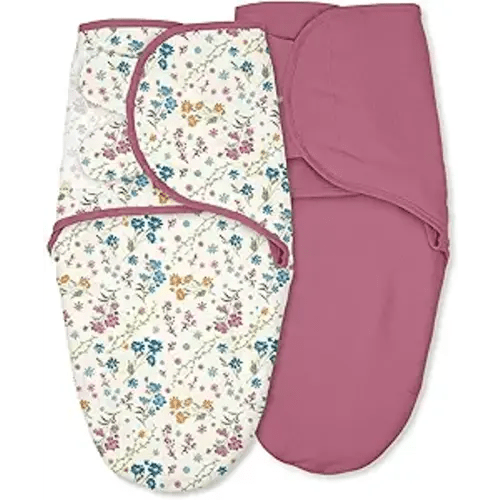 Baby Swaddles for Newborn Organic Cotton,Soft & Snug Newborn Velcro Swaddle 0-3 Months Sleep Sack Helps Calm Startle Reflex, 2-Pack Wrap Nursery Swaddling Blankets Country Floral