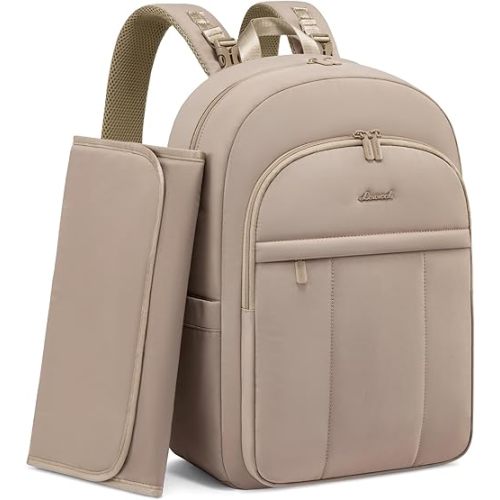 LOVEVOOK Diaper Bag Backpack for Moms, Lightweight Puffy Baby Bag with Changing Pad & Stroller Straps, Large Capacity Waterproof Travel Diaper Backpack, Coffee Brown