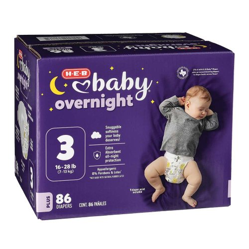 H-E-B Baby Medium Pack Overnight Diapers – Size 3