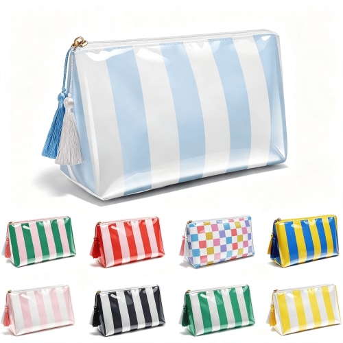 GASTROPOD Pvc Waterproof Makeup Bag, Large Clear Coated Cosmetic Bags for Women Girls, Travel Makeup Bag for Purse Organizer Zipper Pouch Beach Summer Vacation Essentials Gifts for Women
