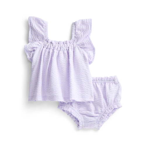 Wonder Nation Baby Girls Seersucker Romper & Bloomers with Flutter-Sleeve, 2-Piece Set, Sizes 0–24M