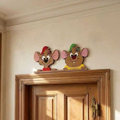 Disney Nursery Door Decor, Wooden Mice Door Frame Art, Peekaboo Disney Wall Decor, Cinderella Room Decor, Gift for Disney Lovers