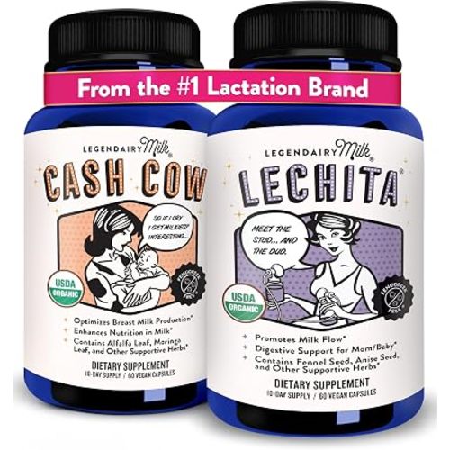Legendairy Milk Cash Cow + Lechita - Lactation Supplement to Support Supply and Improve Milk Flow - Made with Moringa, Alfalfa, Fennel, Anise, and Goat's Rue