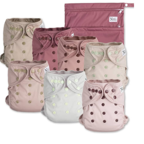 Nora's Nursery Cloth Diaper Cover, Reusable Cover with Snap Closure, Shell for Prefold, Flat, or Fitted Inserts, Includes Wet Bag - Ballet Slippers