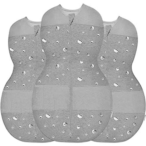Happiest Baby Sleepea 5-Second Swaddle - 100% Organic Cotton Baby Swaddle Blanket - Doctor Designed Promotes Healthy Hip Development - 3-Pack Newborn Bundle (Graphite Planets, 2 x Small, 1 x Medium)