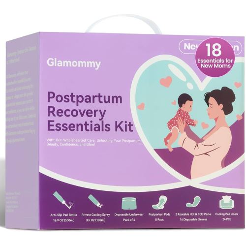 Postpartum Recovery Essentials Kit for Women, Labor & Delivery Postpartum Care, Peri Bottle, Cooling Spray, Disposable Postpartum Underwears, Postpartum Pads, Hot&Cold Packs, Soothing Liners