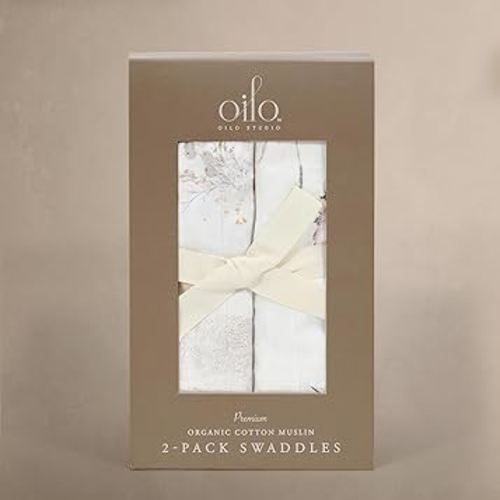 Oilo Premium Muslin Swaddle Blanket Set, Breathable 100% Turkish Cotton 4-Way Muslin, Soft Large Receiving Blanket (46" x 46"), 2-Pack, Girl, Boy, & Neutral Nursery Design, Cottontail Bunny & Llama